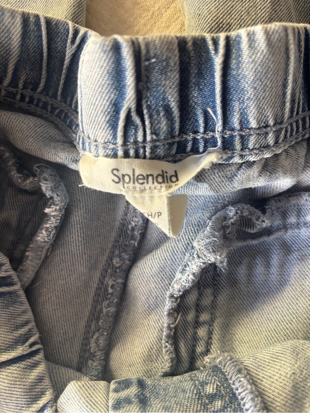 Splendid Lounge Denim straight pants: light wash drawstring size small - Picture 8 of 8